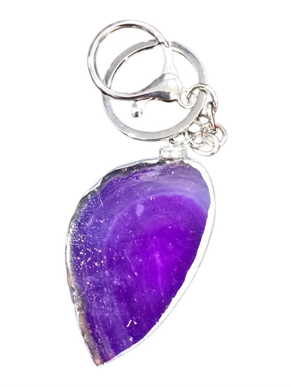 Natural Purple Agate Slice Key & Card Holder Keychain